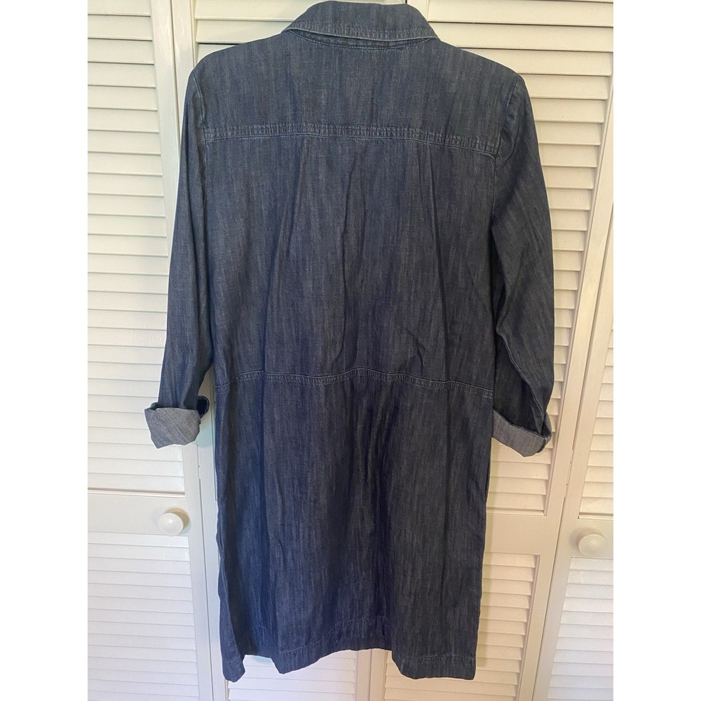 Talbots Denim Shirt Dress Size 10 100% Cotton Chambray Midi Dress Quiet Luxury - Picture 3 of 9